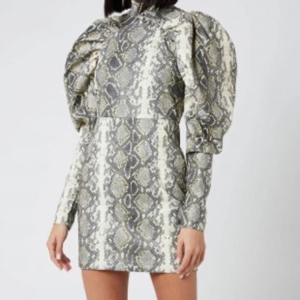 ROTATE Birger Christensen Kim snake print puff sleeve dress women’s size 0